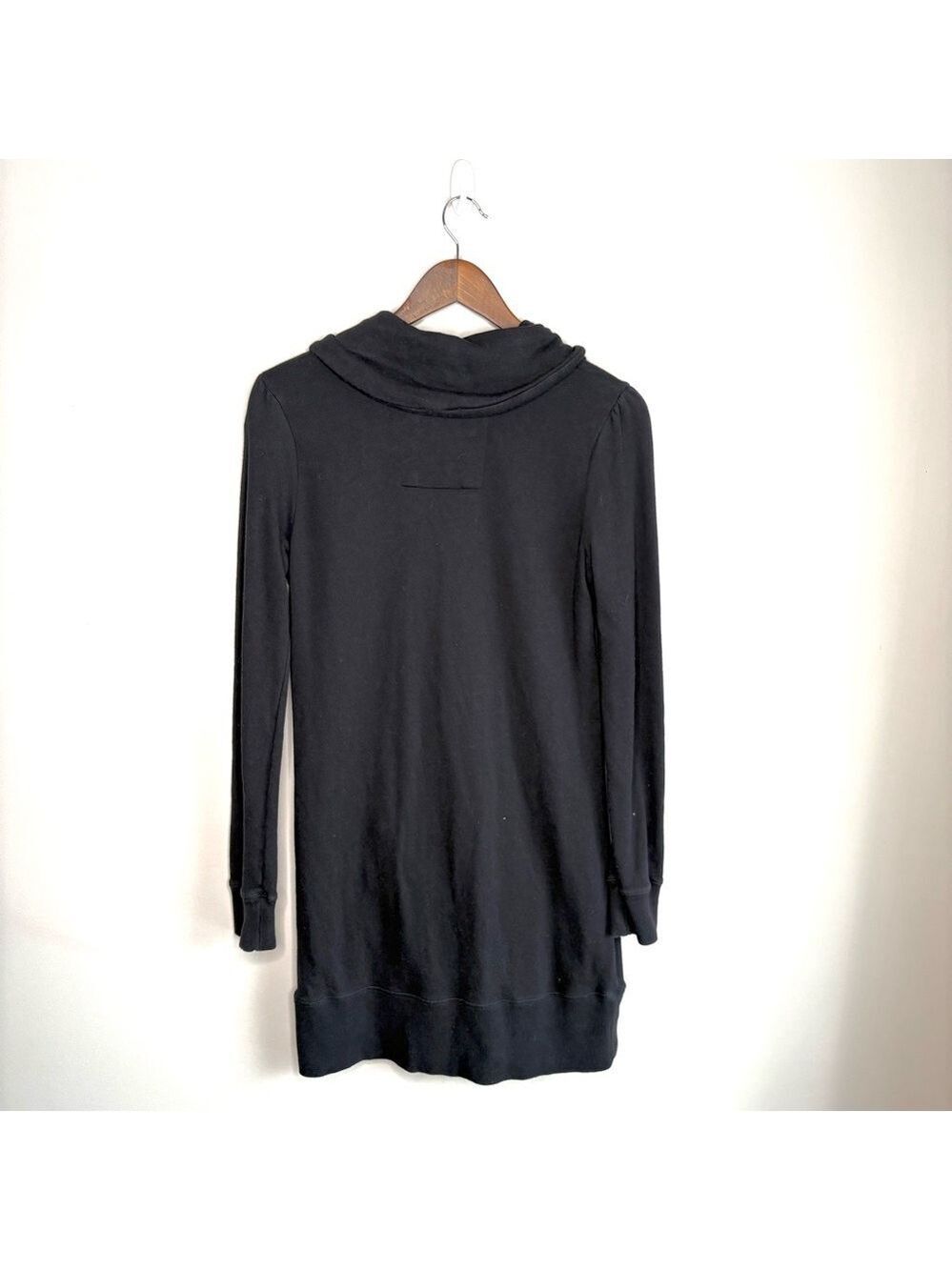 Roots Black Hoodie Dress Button Neck Medium - Picture 7 of 11